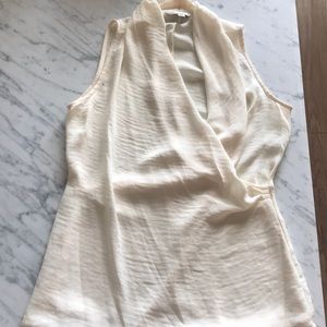 Cabi sleeveless faux wrap shirt